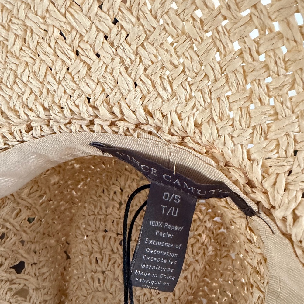 Vince Camuto Beige Woven Straw Sun Hat with Chin Cord - Picture 5 of 5